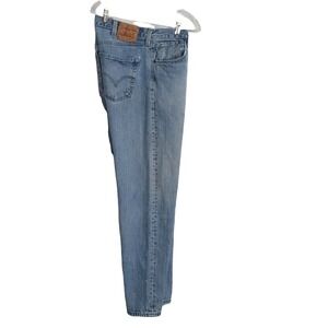 Levis 501 Men Jeans 42X32 Classic Fit Straight Leg Distressed Light Wash Button